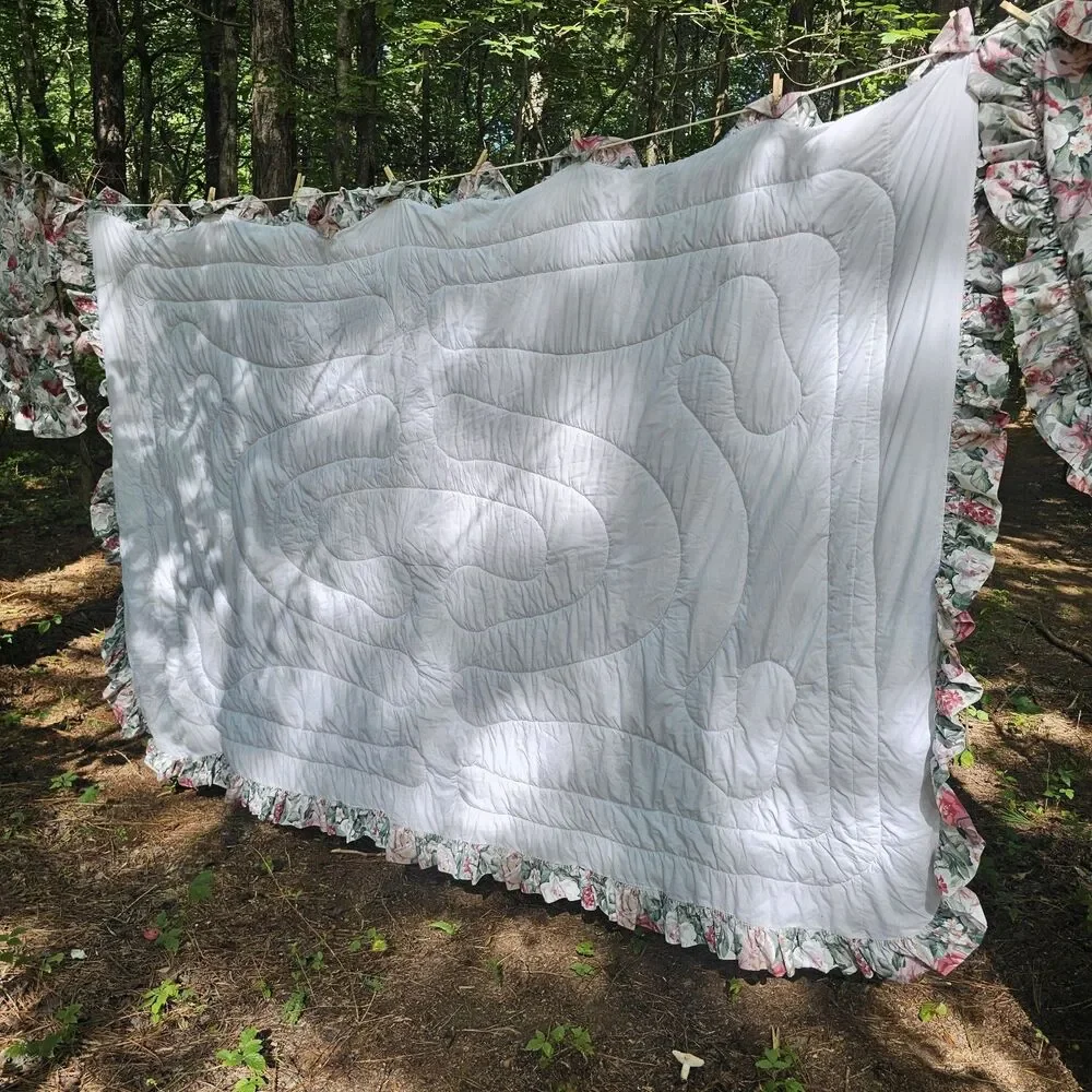 Croscill Arbor Rose Vintage Twin Comforter & Sham Set Floral Ruffled Cottage